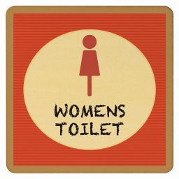 27x27cm トイレ 御手洗 TOILET トイレマーク レトロ デザイン WOMENS ピクトサイン 木製ドアサイン ドアプレート インテリア 施設 案内