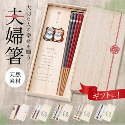 夫婦箸 おしゃれ 通販 箸 セット 箸置き お箸 お箸セット プレゼント ギフト 贈り物 結婚祝い 結婚記念日 新生活 お祝い 桐箱 箱入り めおと箸 笑門来福 箸揃え 柴犬 猫 Kiitos ブタ＆クローバー 商売繁盛 フクロウ＆ヤドリギ 開運除災 ハリネズミ＆オリーブ 家内安全