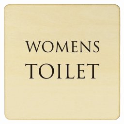 14x14cm トイレ 御手洗 TOILET トイレマーク ナチュラル ブラック WOMENS 文字タイプ ピクトサイン 木製ドアサイン ドアプレート インテリア 施設 案内