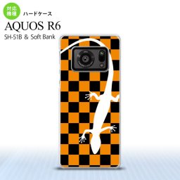 SH-51B AQUOS R6 AQUOS R6 スマホケース ハードケース トカゲ 市松 オレンジ メンズ レディース nk-r6-862