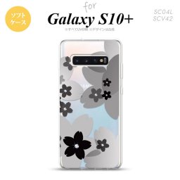 SC-04L SCV42 Galaxy S10+ スマホケース ソフトケース 花柄 サクラ B 黒 メンズ レディース nk-s10p-tp055