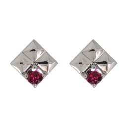 ピアス シルバー メンズ 7月誕生石 ルビー スタッドピアス
