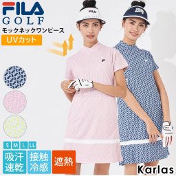 FILA GOLF フィラゴルフ ゴルフウェア ワンピース レディース ひざ上 吸汗速乾 接触冷感 UVカット 遮熱 モックネック 敬老の日 プレゼント ギフト