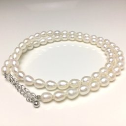 真珠 ネックレス パール 淡水真珠 5.0-5.5mm ホワイト シルバー アジャスター 70075 イソワパール