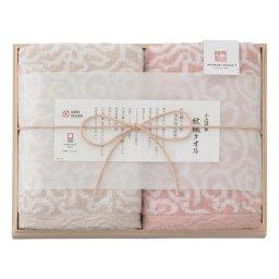 今治謹製 紋織タオル フェイスタオル2P(木箱入) ピンク  ／タオル 日用品・ヘルスケア 敬老の日 プレゼント ギフト お彼岸 お供え 秋 2026 送料無料 ギフト プレゼント プチギフト 内祝い 快気祝い 出産祝い 結婚祝い 引出物 新築祝い お返し