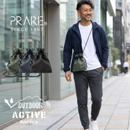 軽量 防水 耐久 ショルダーバッグ ミニ巾着 メンズ PRAIRIE プレリー 巾着 ショルダー アウトドア ポーチ ACTIVE ドロストバッグ ギフト ネックポーチ 4FA (09000800-mens-1r)