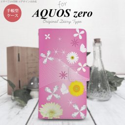 AQUOS zero 手帳型 スマホ ケース カバー アクオス 花柄・ミックス（B） ピンク【アクオス ゼロ,AQUOS,zero,SoftBank,ソフトバンク,メール便 送料無料】