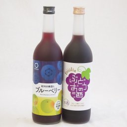 ぶどうを使った果物酒2本セット(中埜酒造 ぶどうのお酒7度(愛知県) 中野BC 紀州の梅酒とブルーベリー12度(和歌山県)) 720ml×2本