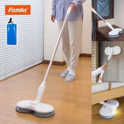 ファミラ スピンマジック 8点セット＋予備バッテリー付き 回転モップ 電動モップ 回転モップクリーナー 床掃除 水拭き 高速回転 モップ 充電式 コードレス ステシック型　送料無料