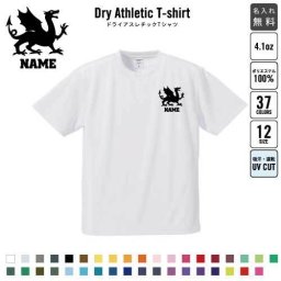 「ドラゴン2」名入れドライTシャツ お名前入り 練習着 レディース メンズ ウェア トップス 運動着 スポーツウェア ジョギング 吸汗速乾 チームTシャツ クラスTシャツ 100 UVカット 竜、龍、伝説の生物、dragon ピクトグラム