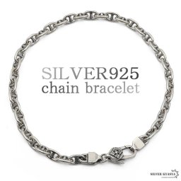 ブレスレット メンズ シルバー925 アンカーチェーン チェーンブレスレット silver 銀 密教法具 金剛杵 刻印 ユニーク 細身 極細 金属アレルギー対応 男性