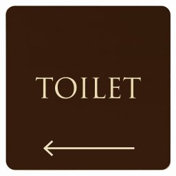 9x9cm トイレ 御手洗 TOILET トイレマーク ブラウン ナチュラル TOILET 左 矢印 文字タイプ ピクトサイン 木製ドアサイン ドアプレート インテリア 施設 案内