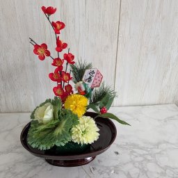 造花　迎春　　お正月アレンジ　　和式