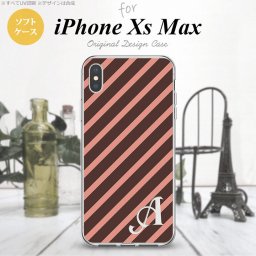 iPhoneXsMax iPhone XS Max スマホケース ソフトケース ストライプ 茶 ピンク +アルファベット メンズ レディース nk-ixm-tp714i