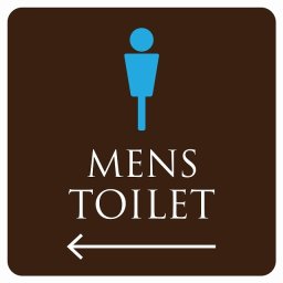 トイレ 御手洗 TOILET トイレマーク ブラウン＆カラー MENS 左 矢印 ピクトサイン ステッカー シール 塩ビ製 サイン ウォールステッカー インテリア 施設 案内