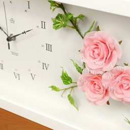 ボックスクロック ピンクローズ 名入れ お手入れ簡単 造花の時計 新築祝い 結婚祝い