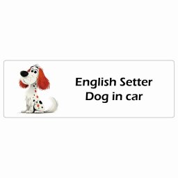 English Setter イングリッシュセッター Dog IN CAR カーステッカー 犬 アメリカン カートゥーン スタイル アニメ風 15x5cm 長方形 防水 屋外 屋内 ドッグオンボード デカール