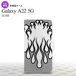 SC-56B Galaxy A22 手帳型スマホケース カバー ファイヤー 炎 白 黒  nk-004s-a22-dr1307
