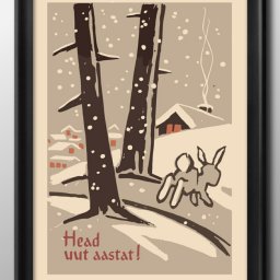 クリスマスの夜に ウサギ 雪 A3 サイズ ポスター アート おしゃれ 絵画 インテリア 北欧 イラスト マット紙 艶消し アートパネル 額 フレーム デザイン 壁掛け ギフト 新築祝い ディスプレイ 引越し祝い　新生活　空間デザイン