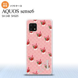SH-54B SHG05 AQUOS sense6 スマホケース ソフトケース 花柄 バラ 編み ピンク +アルファベット メンズ レディース nk-sens6-tp266i