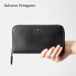 サルヴァトーレ フェラガモ Salvatore Ferragamo 66A590 721820 長財布 メンズ 財布 ロングウォレット ダブル ガンチーニ レザー 本革 ロゴ GANCIO プレゼント ブランド おしゃれ ギフト 誕生日 シンプル お祝い 記念 ファッション ブラック×ブルー