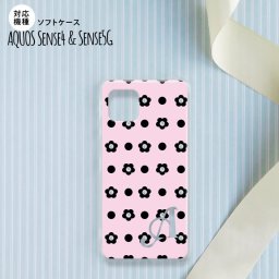 sense4 sense5 Aquos sense4/5 スマホケース ソフトケース 花柄 ドット ピンク +アルファベット メンズ レディース nk-sens4-tp343i