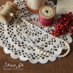【SAWA  サワ】コットンパール × 樹脂ビーズ ネックレス (N-78) レディース アクセサリー 真珠 ハンドメイド 手作り 作家 ナチュラル ギフト プレゼント クリスマス 20代 30代 40代 50代 60代