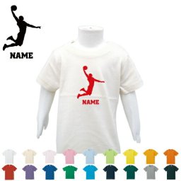 「ダンクシュート」名入れTシャツ/ベビー服、キッズ服、お名前、子供服、キッズウェア、こども服、入園、入学、新学期、幼稚園、保育園、小学校、、夏服【ネコポス発送可】【cf_bst】バスケットボール 籠球部 バスケ部