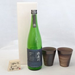 贈り物ギフトセット 榮田 清峰作直筆メッセージ木片付ペアカップセット(陶芸作家安藤嘉規作 日本製萬古焼き) 日本酒 　鈴鹿川　吟醸 清水清三郎商店　720ｍl(三重県)