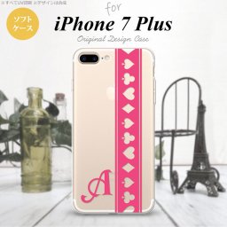 【iPhone7plus】【スマホケース/スマホカバー】【アイフォン7plus】iPhone7plus スマホケース カバー アイフォン7plus ソフトケース イニシャル トランプ(帯) ピンク×クリア nk-i7plus-tp530ini【メール便送料無料】