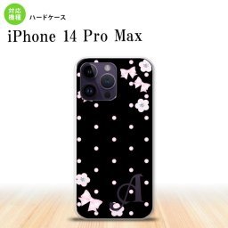 iPhone14 ProMax iPhone14 Pro Max スマホケース 背面ケース ハードケース 花柄 ドット リボン 黒 +アルファベット 2022年 9月発売 nk-i14pm-352i