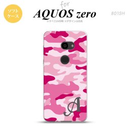 AQUOS zero アクオス ゼロ 801SH スマホケース カバー ソフトケース 迷彩A ピンクD イニシャル 対応 nk-801sh-tp1150i[スマホ,スマホケース,スマホカバー,ケース,カバー,ジャケット]