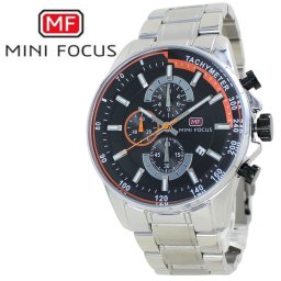 正規品 MINI FOCUS メンズ腕時計 クロノグラフ クォーツ 日付表示 ステンレスバンド かっこいい 腕時計 手表 メンズ 黒文字盤 高級感 おしゃれ ビジネス 大人 カジュアル 誕生日 プレゼント 男性 旦那 彼氏 ギフト 父の日 成人 卒業 入学