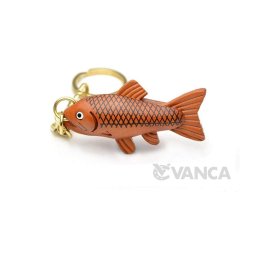【手描き名入れ無料】本革製国内ハンドメイド　サーモン　キーホルダー【VANCA革物語】