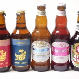 地域が生んだクラフトビール5本セット(金しゃちビールピルスナーalc5％(愛知県) 金しゃちビール金鯱アルトalc5％(愛知県) 常陸野 アンバーエールalc6％(茨城県) ヒューガルデンホワイトalc5％(韓国) ヒューガルデンロゼalc3％(韓国))