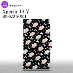 Xperia10V Xperia10V 手帳型スマホケース カバー 花柄 バラ リボン 黒 2023年 7月発売 nk-004s-xp105-dr257