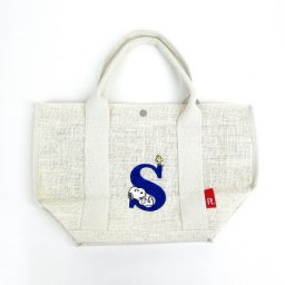 スヌーピー ジュートイニシャルトートバッグ〈S〉 アイボリー 天然素材 SNOOPY　