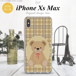 iPhoneXsMax iPhone XS Max スマホケース ソフトケース くま チェック 茶 メンズ レディース nk-ixm-tp751