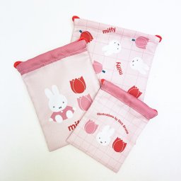 ミッフィー miffy 3P巾着 (ピンク) strawberry&tulipシリーズ