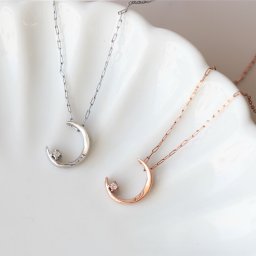 ネックレス レディース 金属アレルギー対応 ムーン シンプル ウェーブ シルバー ピンクゴールド ステンレス 誕生日 記念日 【1個売り】 花以外 ご褒美 長いもの ギフト プレゼント 贈り物 33歳 厄年 女性 男性