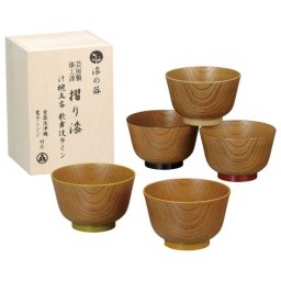 【ギフト対応無料】漆の器 摺り漆 汁椀5客 歌舞伎ライン (17087) ※送料無料(北海道・沖縄は除く)