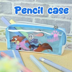 筆箱 ズートピア DISNEY ボックスペンケース ペンポーチ キャラペンケース キャラクター マチ広 クリア クリアペンケース クリアポーチ ファスナー チャーム付き おしゃれ 小学生 中学生 女子中学生 女子高校生 低学年 高学年 学校 学生 塾 仕事 文房具 ペンケース<br>