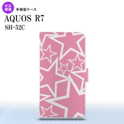 SH-52C AQUOS R7 手帳型スマホケース カバー 星 ピンク 白  nk-004s-r7-dr1118