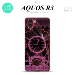 SH-04L SHV44 R3 AQUOS R3 スマホケース カバー 時計 妖精 黒 ピンク nk-r3-1255