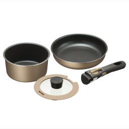 ブラナーノII IH着脱ハンドル鍋2点B  鍋（16cm）φ175×82mm・フライパン（20cm）φ215×48mm：本体：アルミニウム合金（内面：ダイヤモンドコート）・底面：ステンレス鋼、蓋（16cm）φ170×39mm：強化ガラス・シリコーンゴム、着脱ハンドル195mm：フェノール樹脂