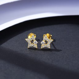ピアス 両耳用 キュービックジルコニア ホワイト シルバー925 イエローゴールド スタッド 可愛い かわいい 星 スター ce20121208