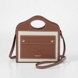 バーバリー BURBERRY 8052898 ショルダーバッグ レディース バッグ ツートン キャンバス レザー ミニ ポケットバッグ 斜め掛け カジュアル 肩掛け プレゼント キレカジ 誕生日 ギフト 鞄 MICRO POCKET BAG ナチュラル×モルトブラウン