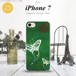 【iPhone7】【スマホケース/スマホカバー】【アイフォン７】iPhone7 スマホケース カバー アイフォン７ ソフトケース 蝶（和柄） 緑 nk-iphone7-tp1555【メール便送料無料】