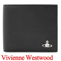 ヴィヴィアンウエストウッド 二つ折り財布（小銭入れなし） ヴィヴィアン Vivienne Westwood 財布 メンズ レディース ブラック VW4283 (5115003MM-S0021-N401) 【ラッピング無料 誕生日 お祝い プレゼント ギフト 贈り物】