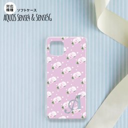 sense4 sense5 Aquos sense4/5 スマホケース ソフトケース 花柄 バラ ドット 紫 ピンク +アルファベット メンズ レディース nk-sens4-tp260i